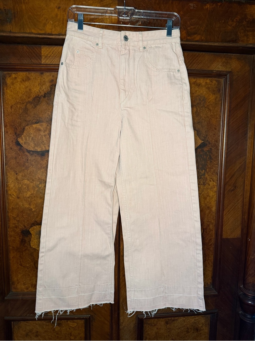 Isabel Marant Étoile Tricia Pink Cropped Wide Leg Jeans Size 36 / US 4